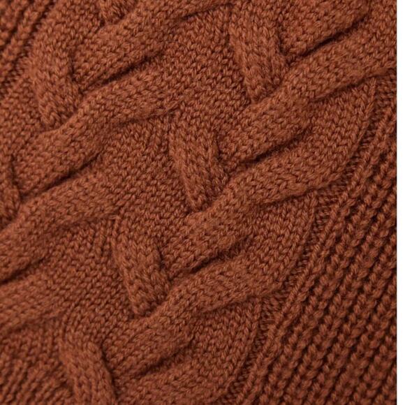 La Ligne Cable Bastien Sweater Rust Brown Merino Wool Half Zip Size XL Soft - Picture 7 of 14